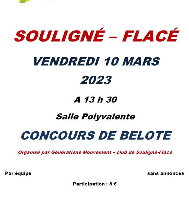 Concours de belote vendredi 10 mars 2023