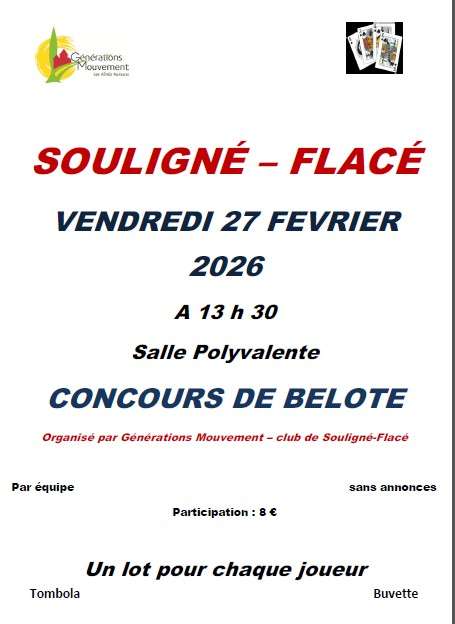 Concours de belote vendredi 27 février 2026